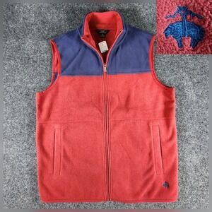 NWT Brooks Brothers 346 Fleece Full Zip Vest Men's Size M Red-Blue Preppy Golf